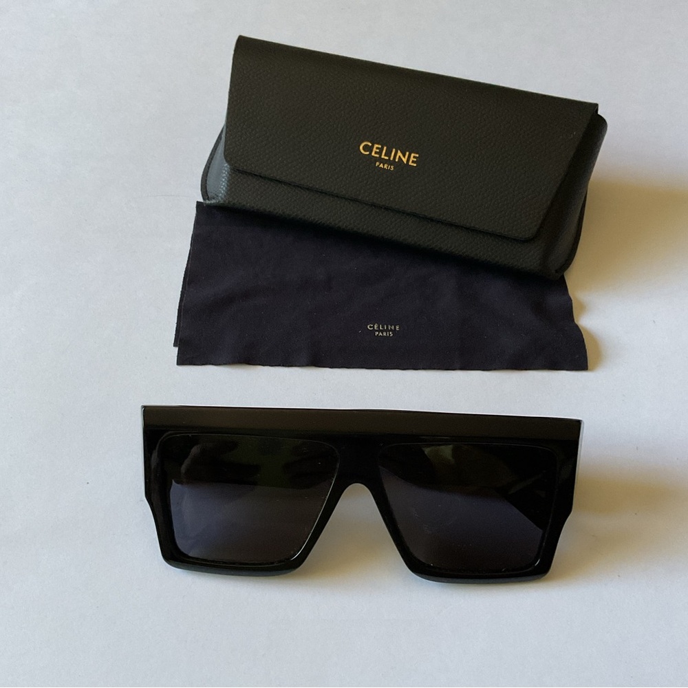 CELINE CL400291 BOLD THREE DOTS SQUARE SUNGLASSES BLACK NWOT